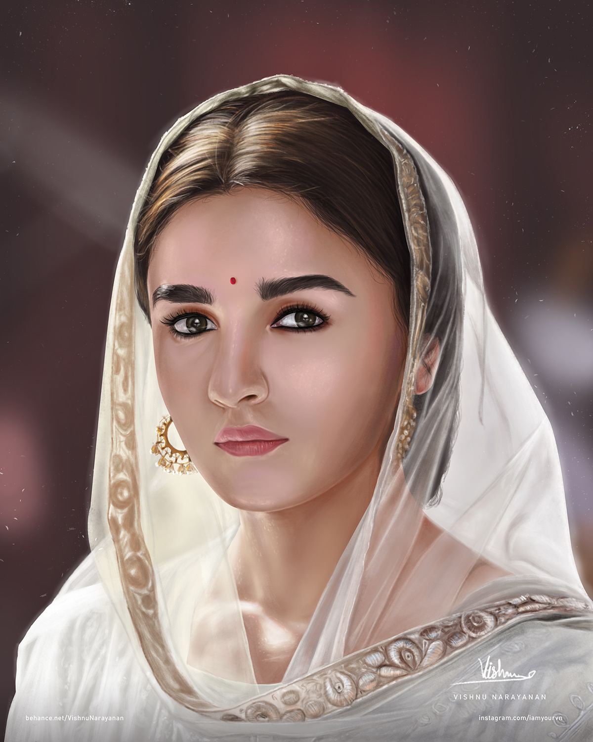 portrait digital painting Bollywood Film   hindi actress Alia Bhatt  painting   art sketch photoshop