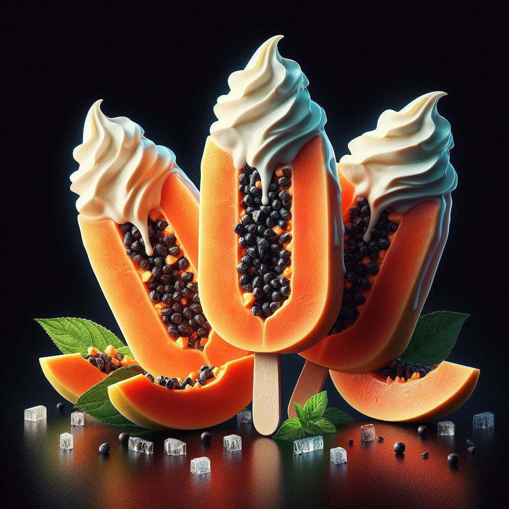 vanilla icecream stick bar papaya