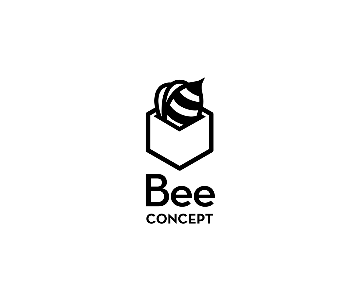 bee digital agency logo mark beehive Stationery Character identity bees branding 
