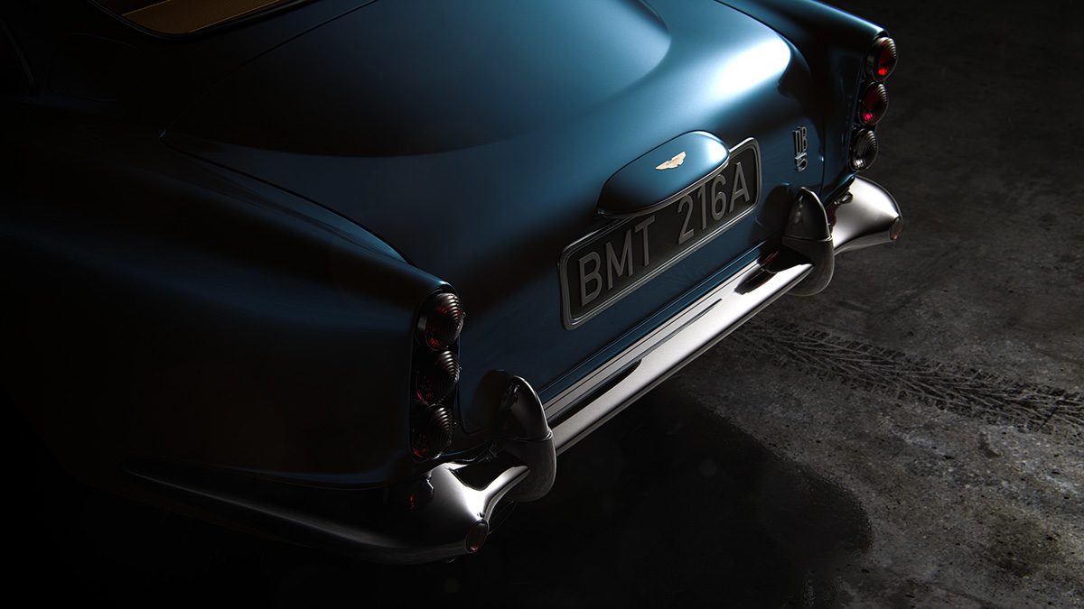 aston Martin car 3D lighting art retouch james bond DB5 digital