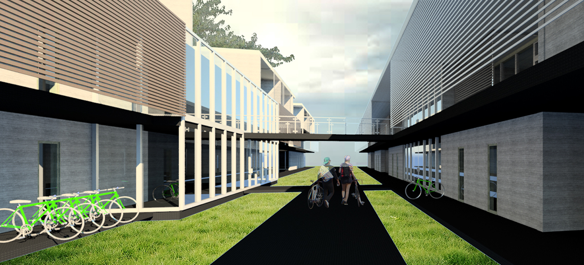 Bicycle urban development housing revit rendering multi-use