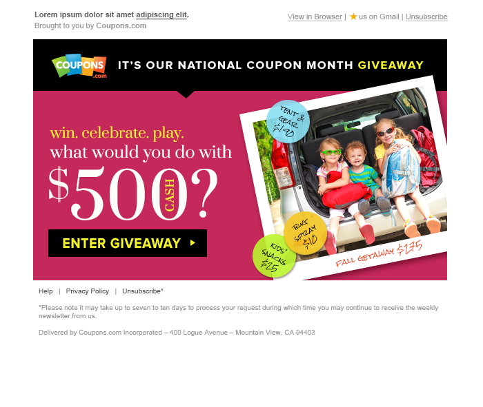 giveaway Sweepstakes COUPON cash fashion family money enter win marketing   social Web design