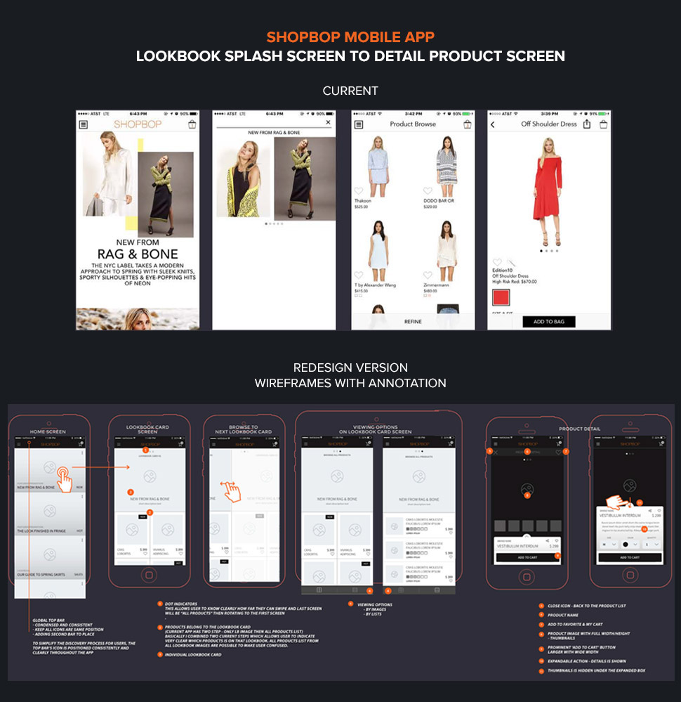 Adobe Portfolio shopbop e-commerce re-design ux UI shopbop amazon Amazon