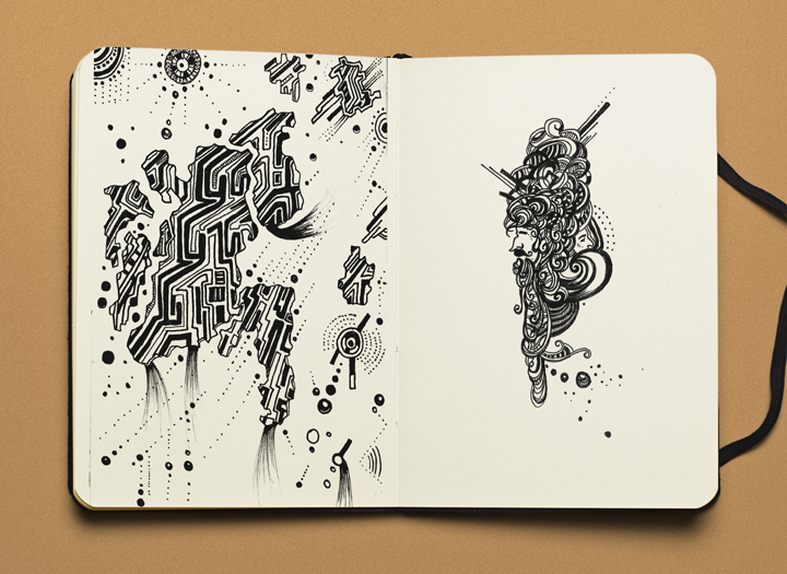penandink graphic design  esoteric tattoo design arabic surreal ink moleskine sketches sketchbook