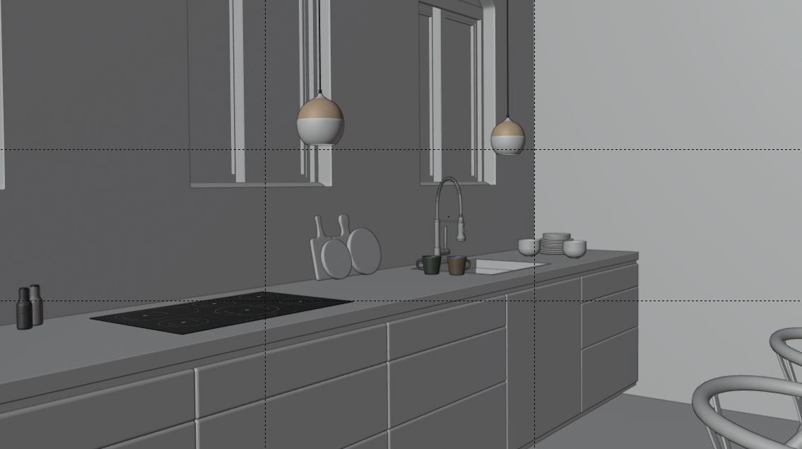 Render kitchen interior design  3D model minimal Interior modern archviz visualization