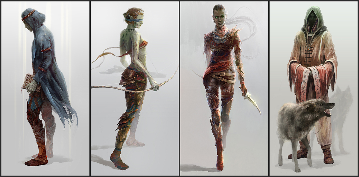 dark elf concept art digital painting assassin archer SUMMONER cleric fantasy Game Art photoshop dark