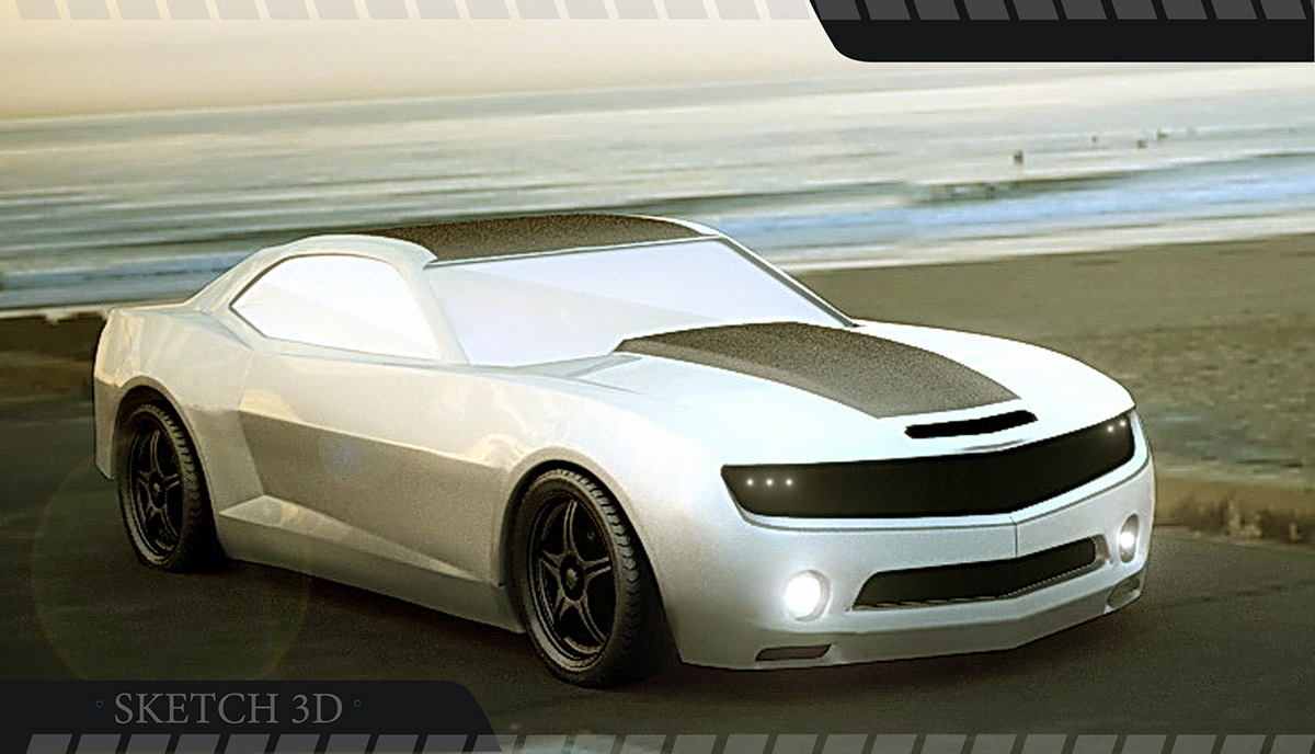 Chevrolet Camaro ss20114 автомобиль серый белый рестайлинг cardesign concept 3ds max visual effect CG vray vray RT