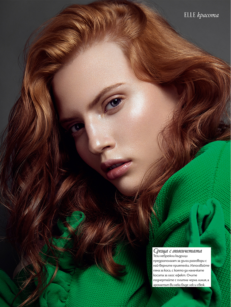 editorial high-end retouching Make Up red hair Elle lidia stolyarova retoucher Beauty Story ELLE BEAUTY Post Production styling 
