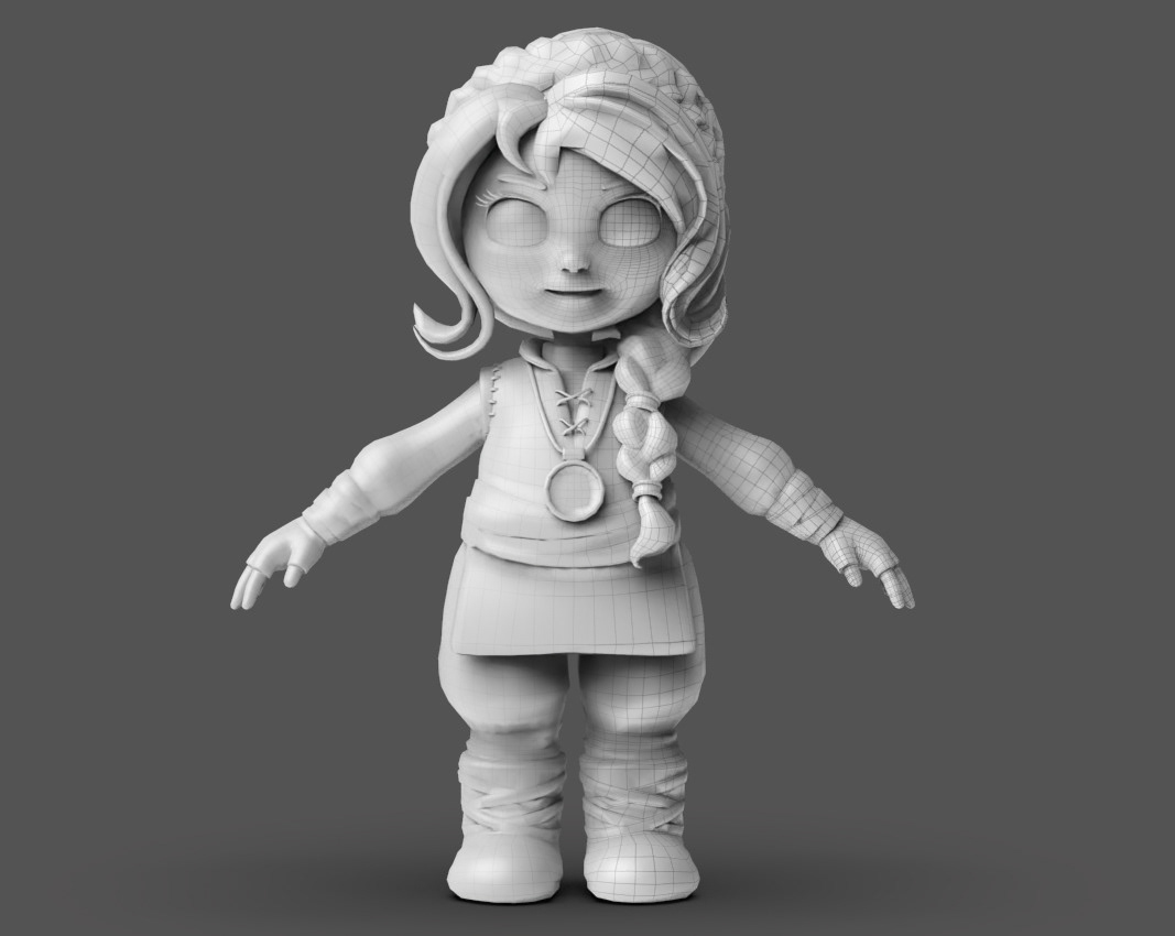 3D Character child cute game kid redhead viking vr warior
