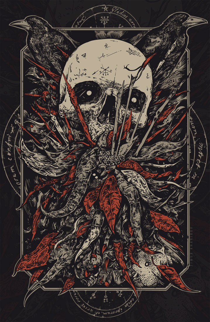 timur khabirov Illustrator skulls leafs beast slaughterforthedaddy