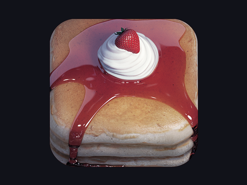 ios app Icon appicon pancake syrup breakfast whippedcream UI ux icons sweet yummy photoshop Real