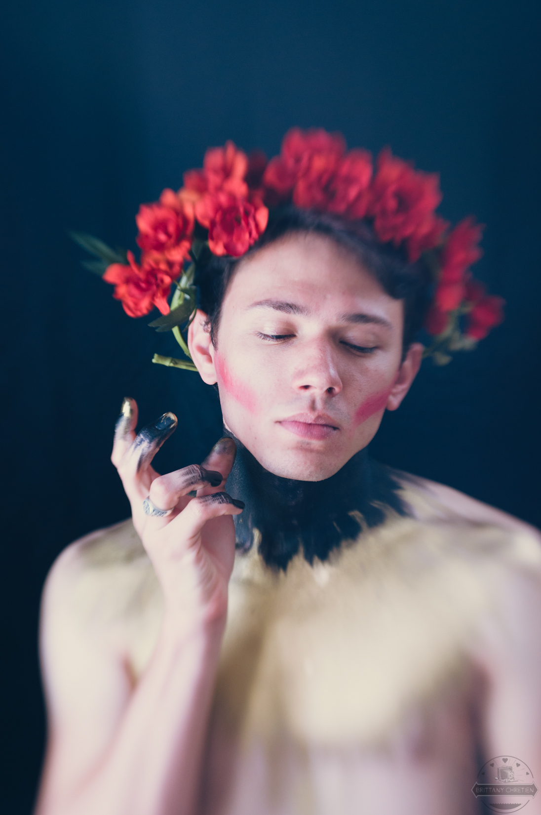 Portraiture male model occult floral lensbaby Nikon