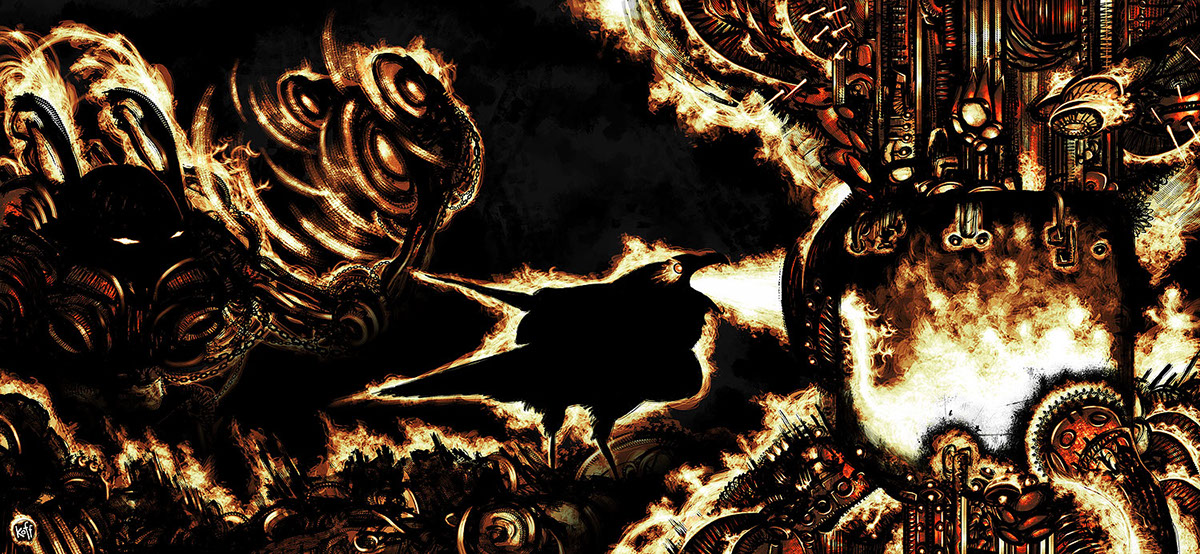 dark tower Stephen King roland flame burn rose tower gloom dark gunslinger Gun raven robot