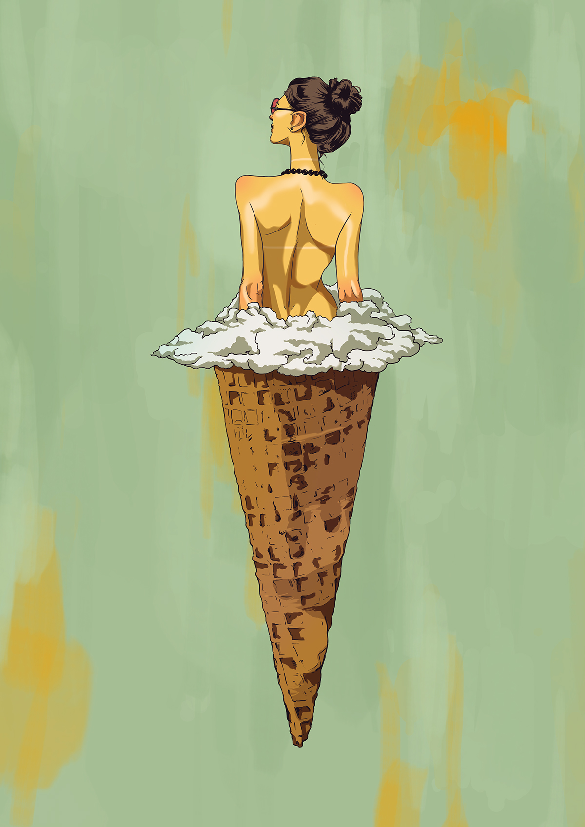 queen woman ice cream concept dream beach sunset colours vanilla