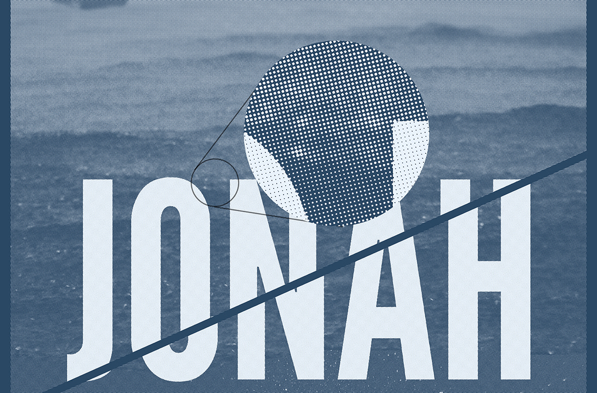 Jonah bible bitmap two color broken water boat