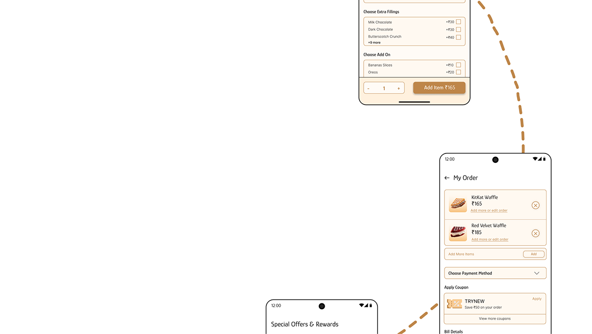 waffle Food  Interaction design  ui design user interface Mobile app UI/UX design visual identity