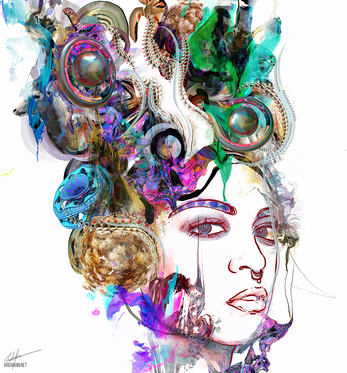 abstract conceptual fantasy surreal color vivid vibrant flyer Scifi portrait