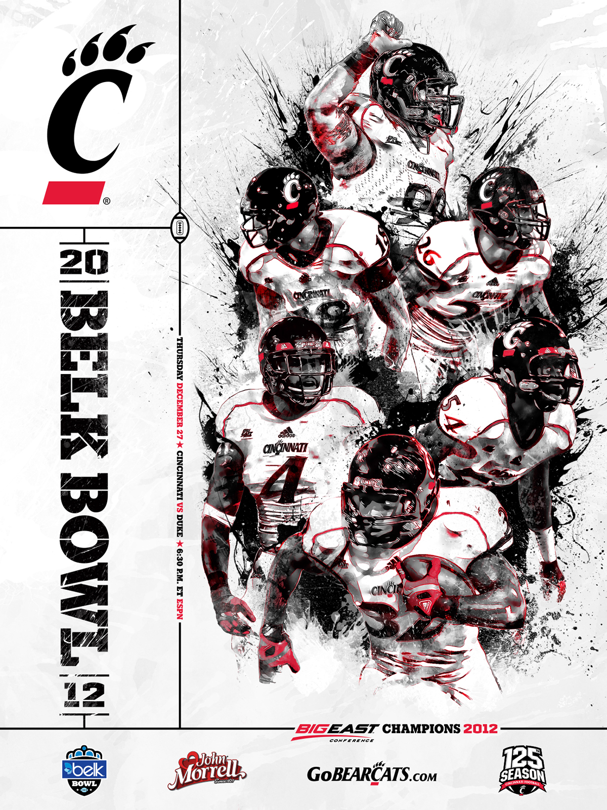 basketball sports poster NCAA photoshop paint cincinnati Bearcats Style expressive type collage soccer golf