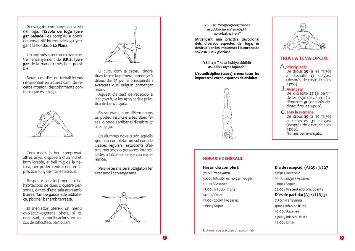 design folleto Health User Information Yoga