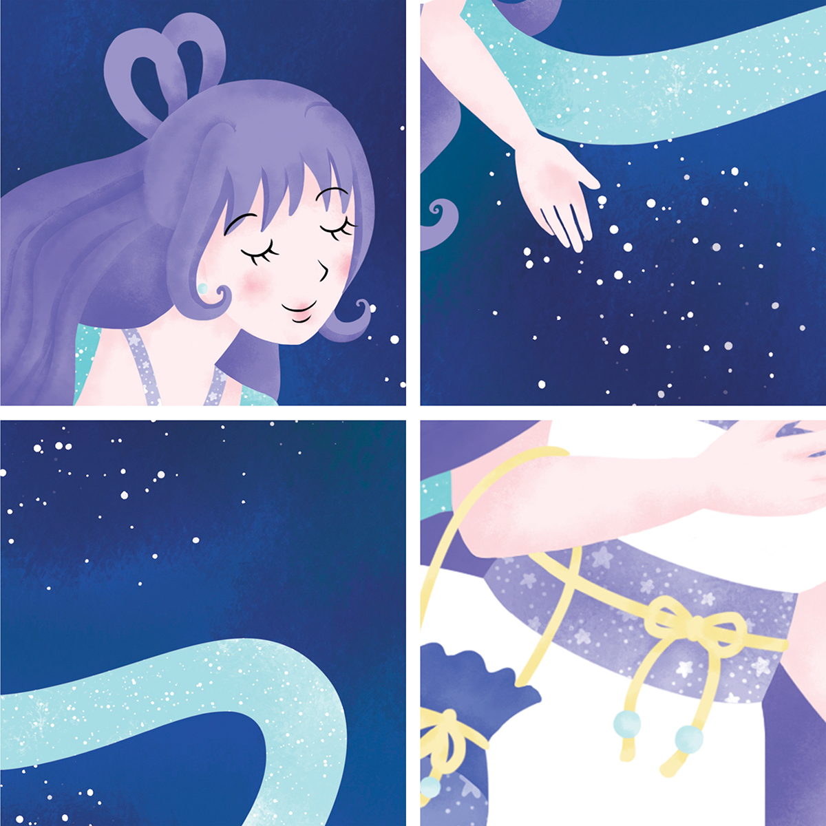 star goddess night starry stars Magical fairy tale blue purple woman Beautiful myth legend dress SKY