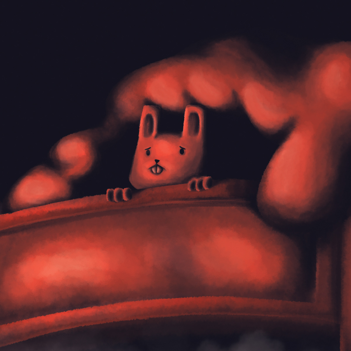 sweet dreams  Children's book photoshop monster bunny bed time digital painting