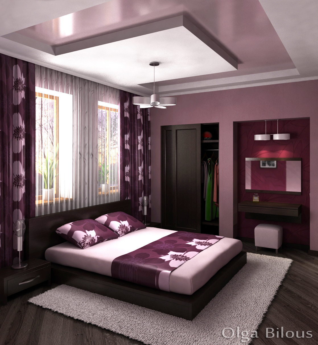 Interior design bedroom house 3D Render visualiation