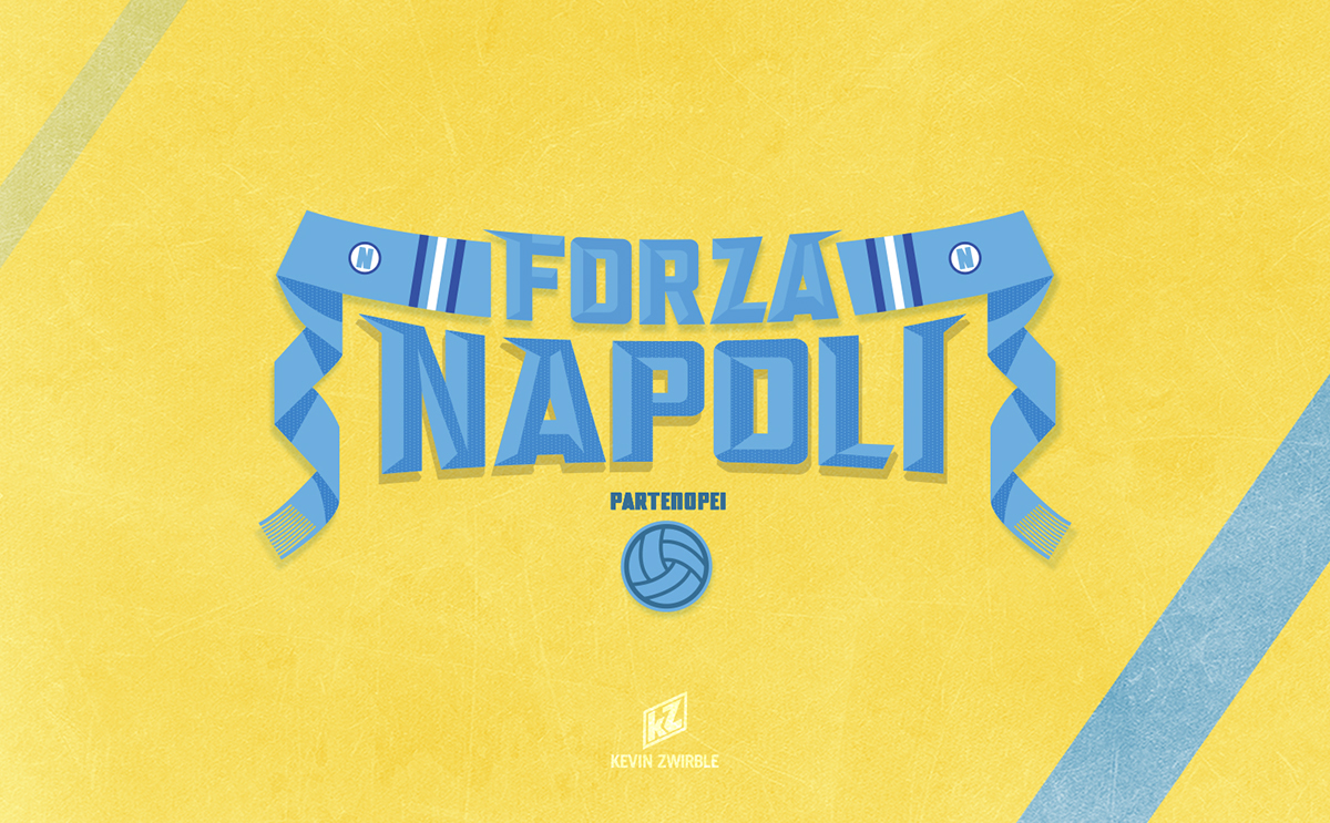 soccer graphics customtype lettering design handdrawn football NAPOLI scarf Icon