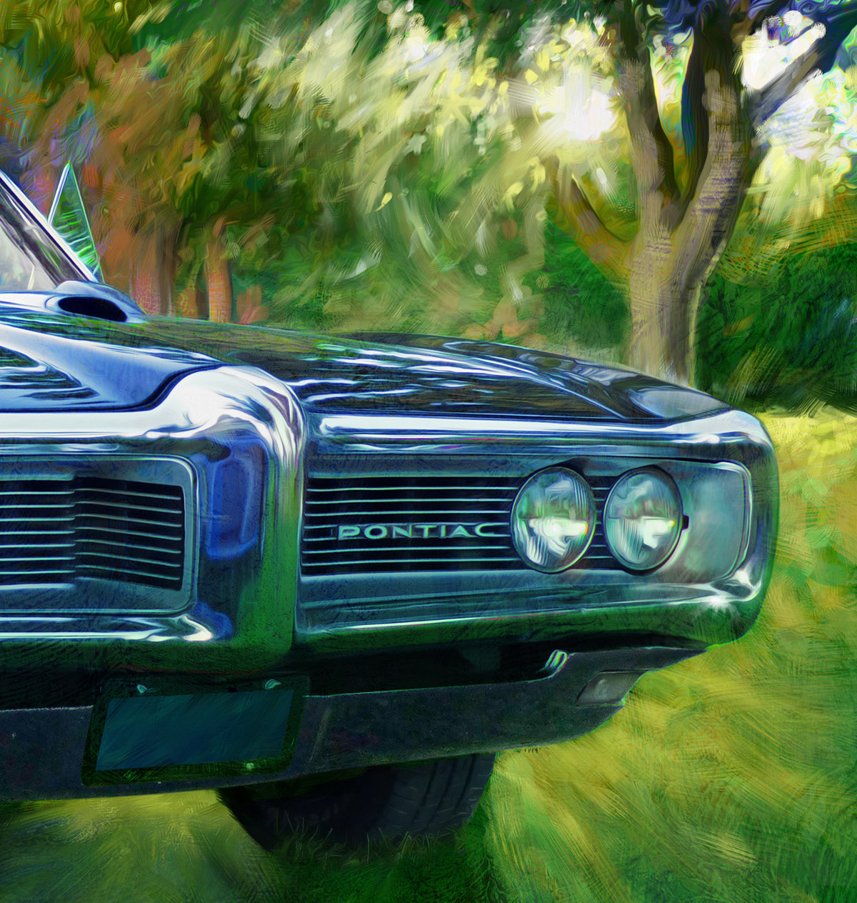 Detroit Automotive car art Car Illustration Garth Glazier car paintings automotive art Pontiac buick