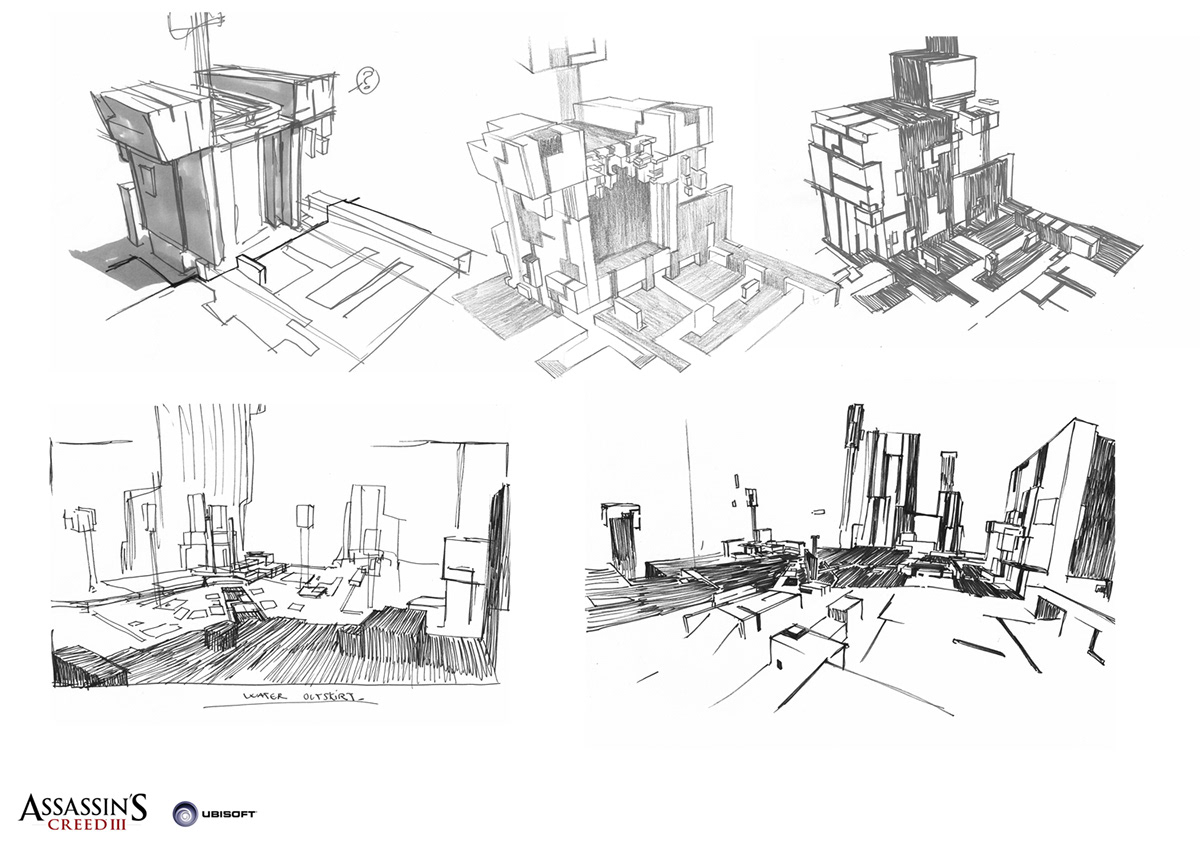 assassin's creed 3 ubisoft video game roughs concept art