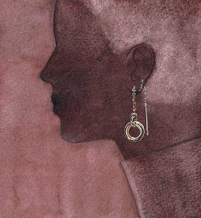 watercolor portrait Fashion  fashion illustration jewelry ILLUSTRATION  painting  