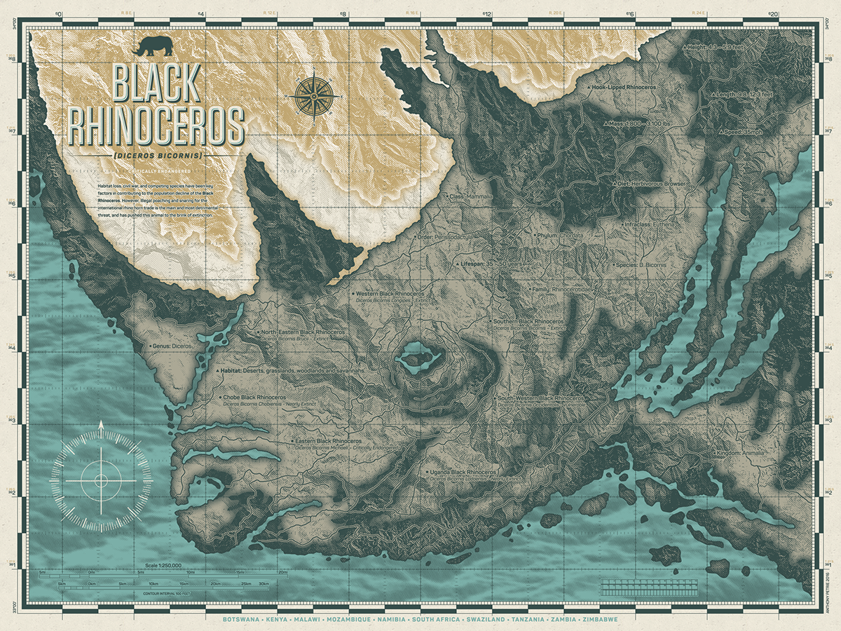 atlas maps Charts Geography animals poster Screen-print charity IFAW tiny showcase gallery