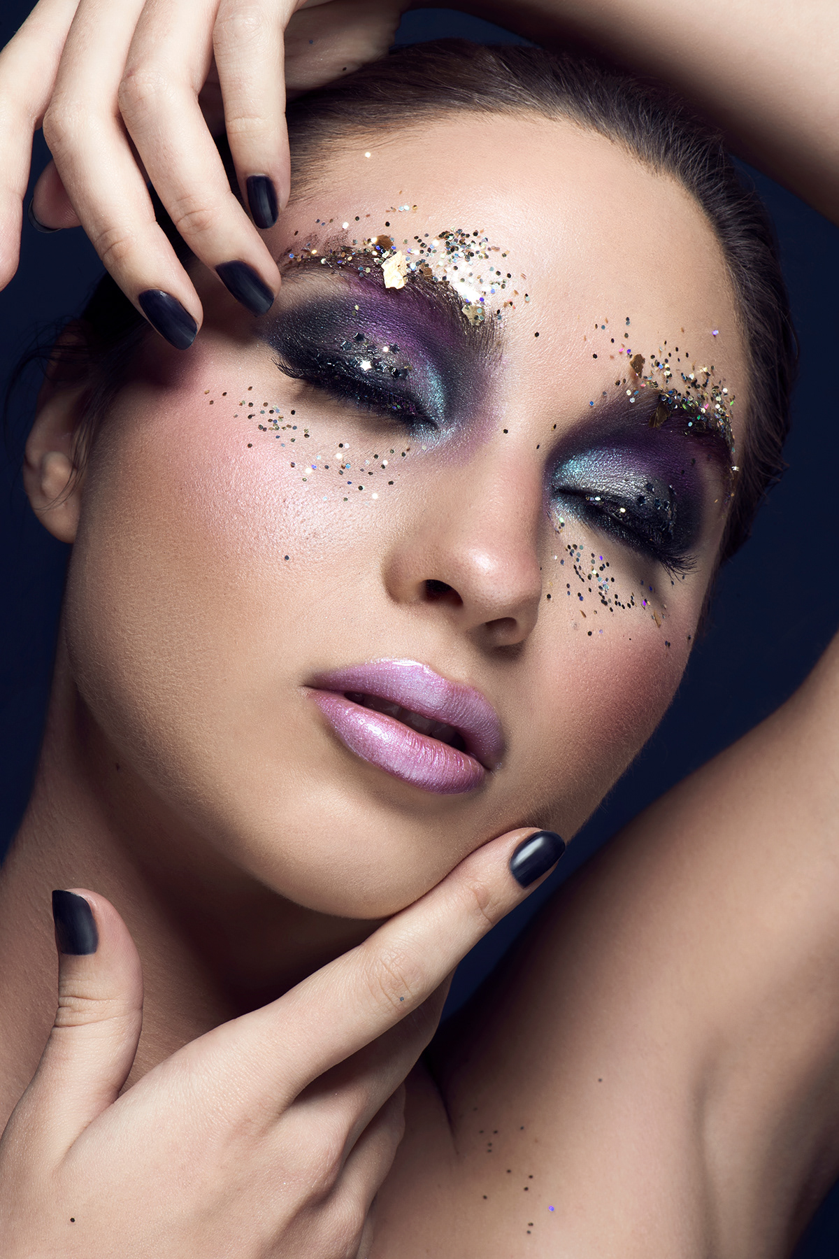 retoucher MUA makeup contrast dark editorial beautyeditorial fashioneditorial Glitter lowkey