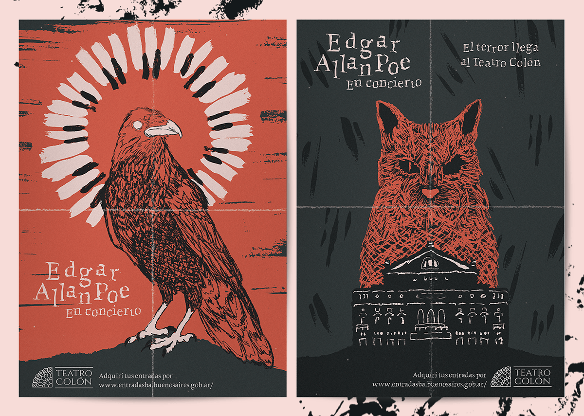 Edgar Allan Poe design poster merchandise book ILLUSTRATION  Poster Design visual identity dark
