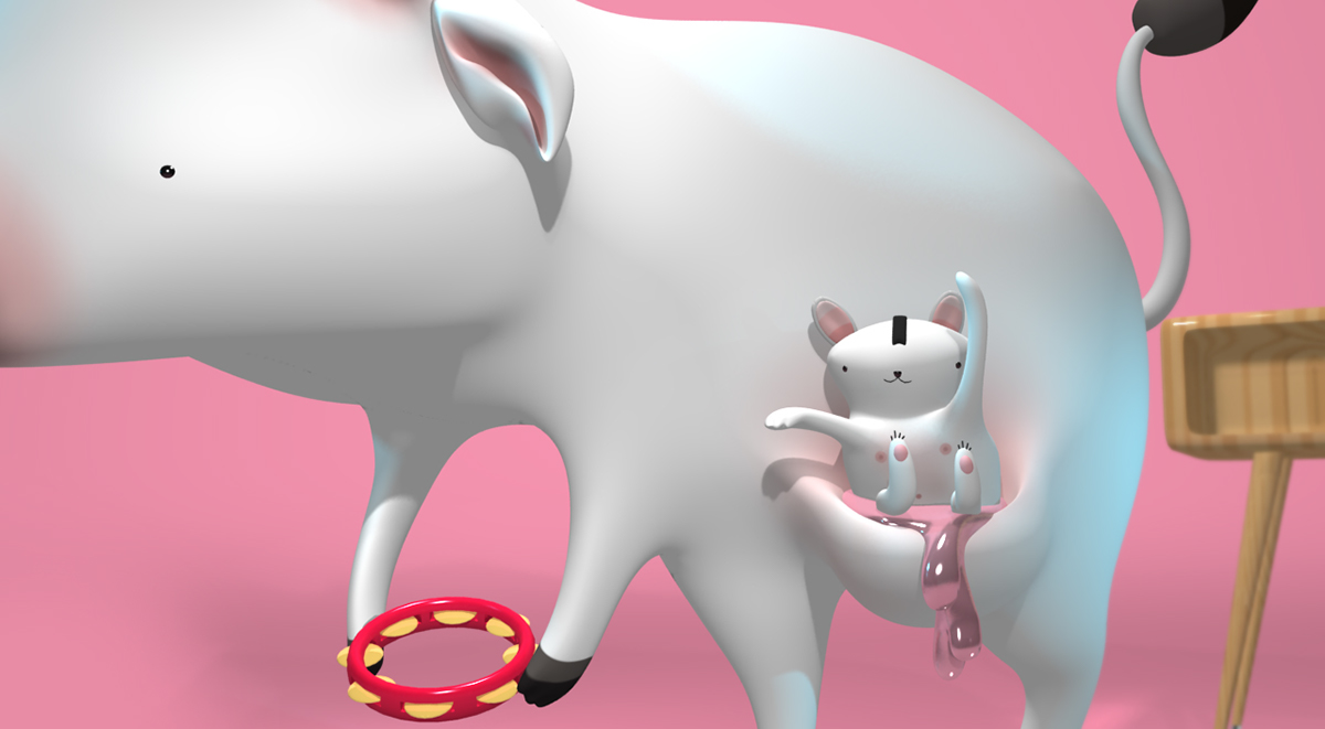 Character personaje Yoga Budu toy cow teta leche milk