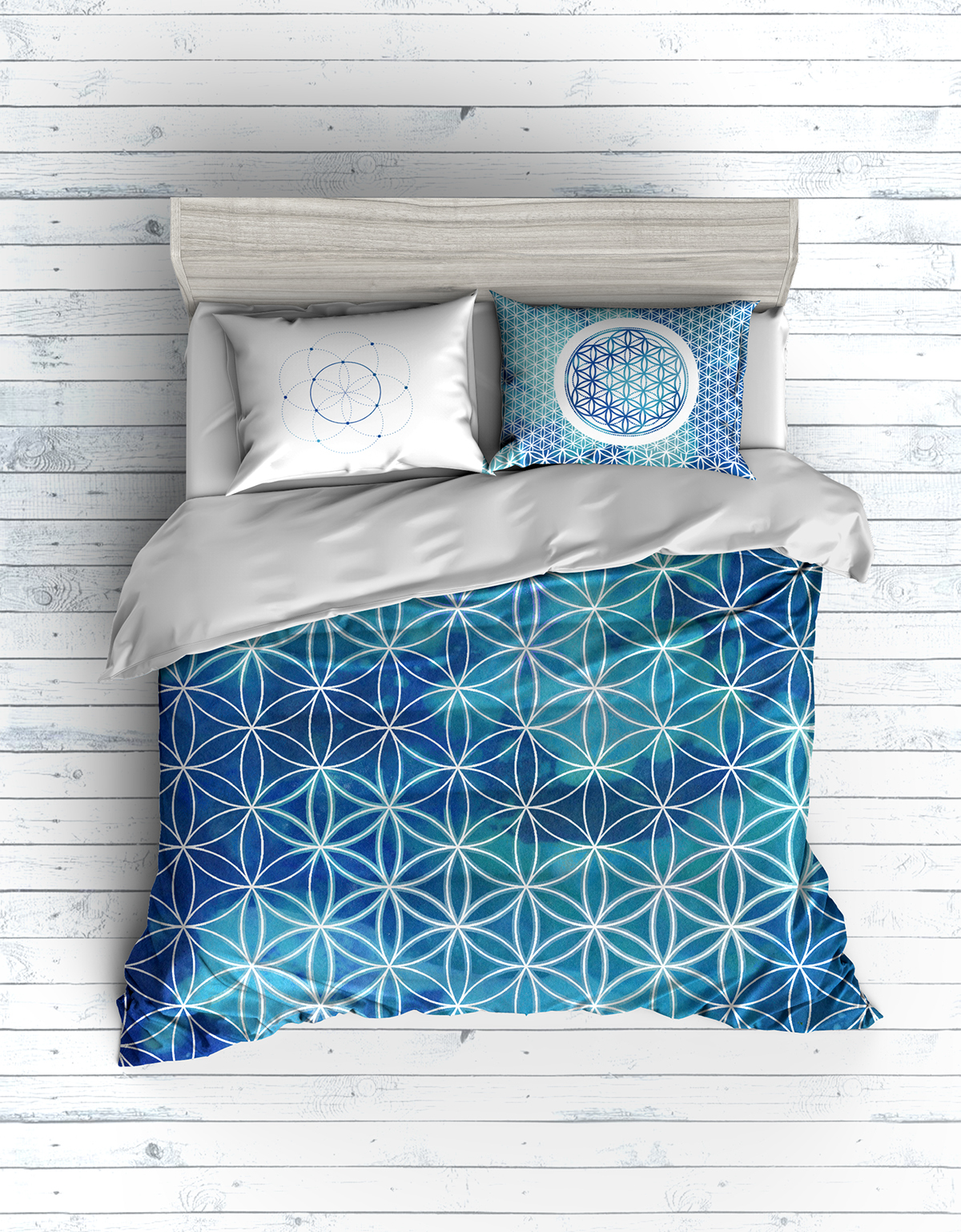 bedding bed linen textile print bed flower of life sacred geometry