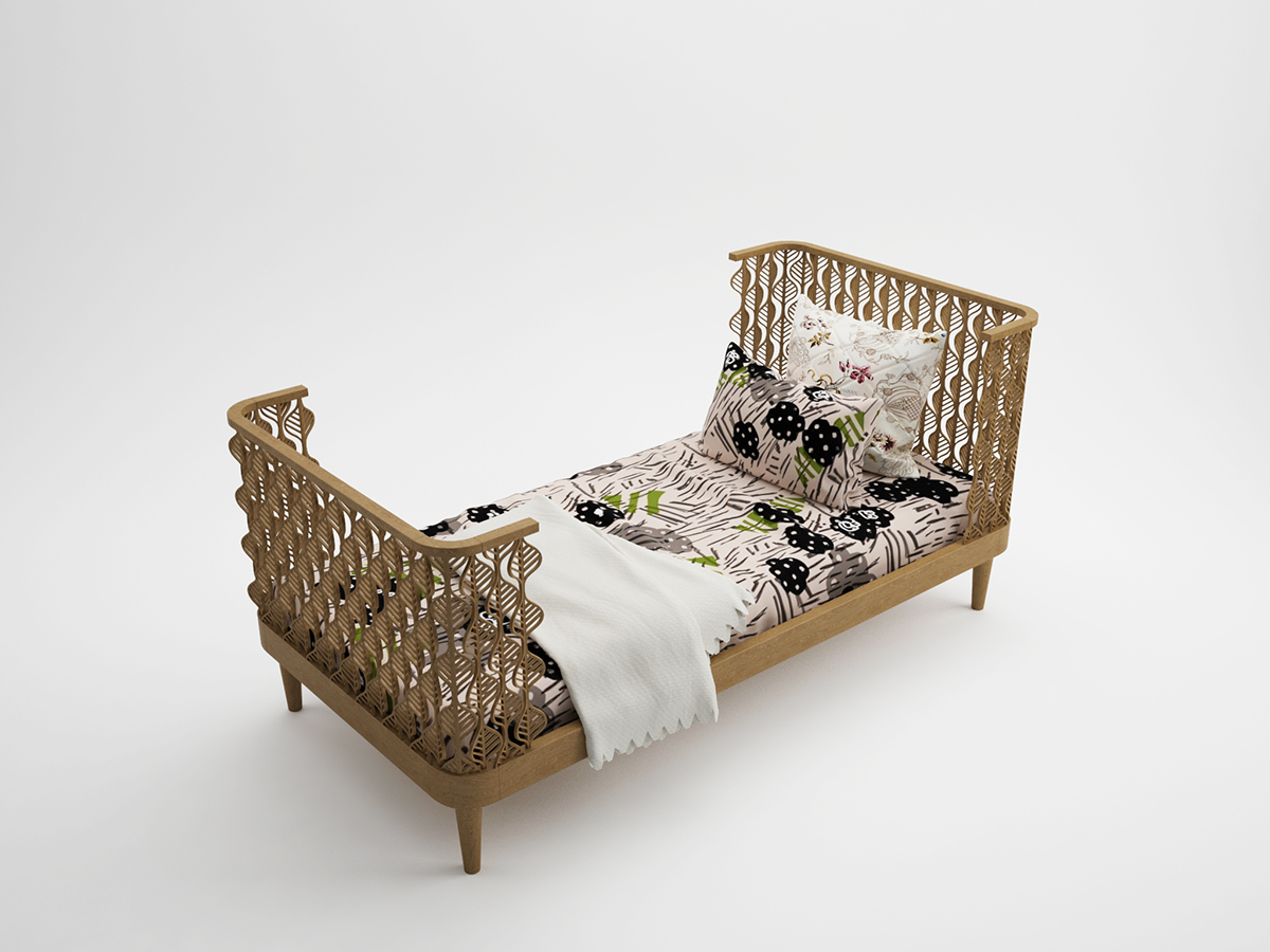 Fajno fajnodesign  design bed marquee wood red cute bird strawberry Interior product