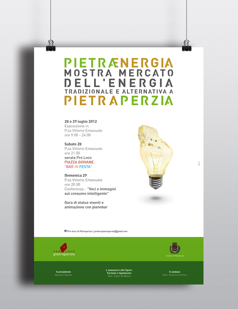 pietraperzia comune Pro Loco mostra energia visual Lamp manifesto poster badge