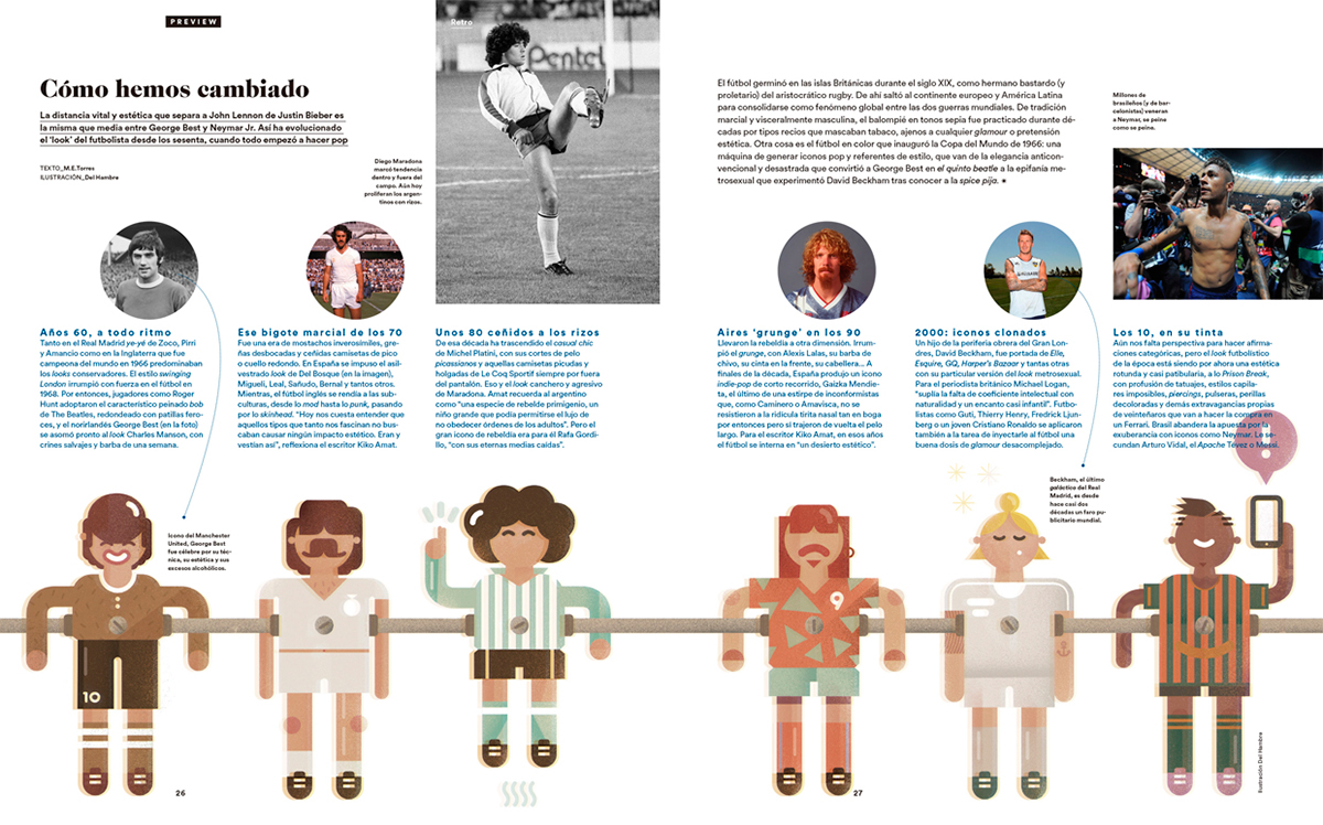 soccer magazines Futbol trends sports paper Icon maradona football vector editorial design inspire Editorial Illustration