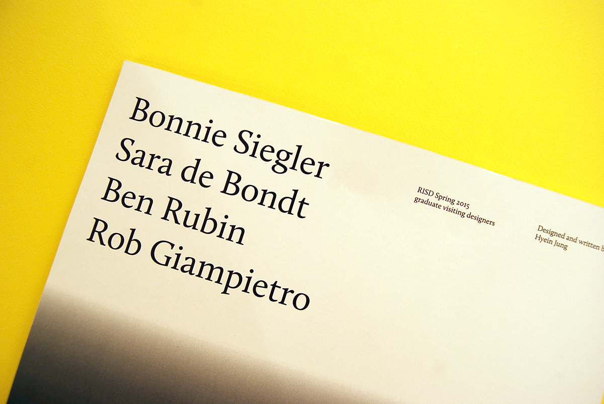 Bookdesign risd Visiting Designers ben rubin Sara De Bont Rob Giampietro bonnie siegler