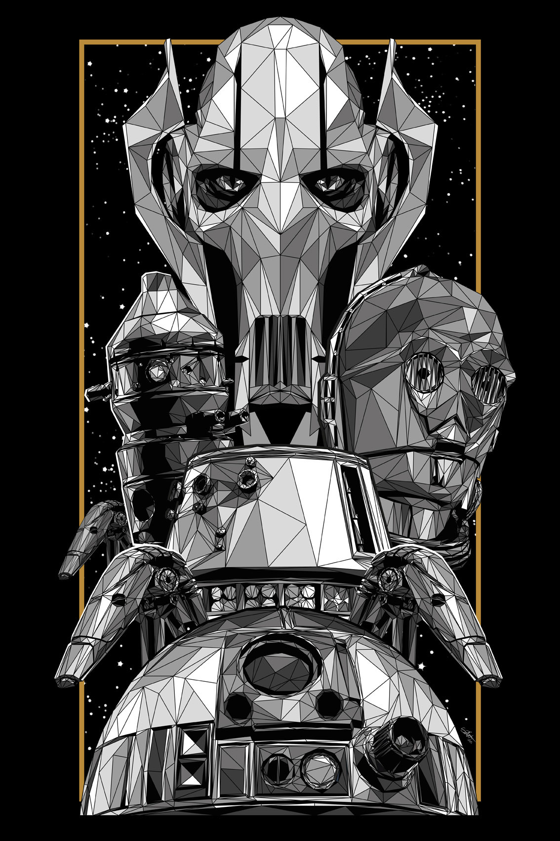 star wars vector Low Poly Illustrator adobe Poster Posse luasfilm Helmet Dark side