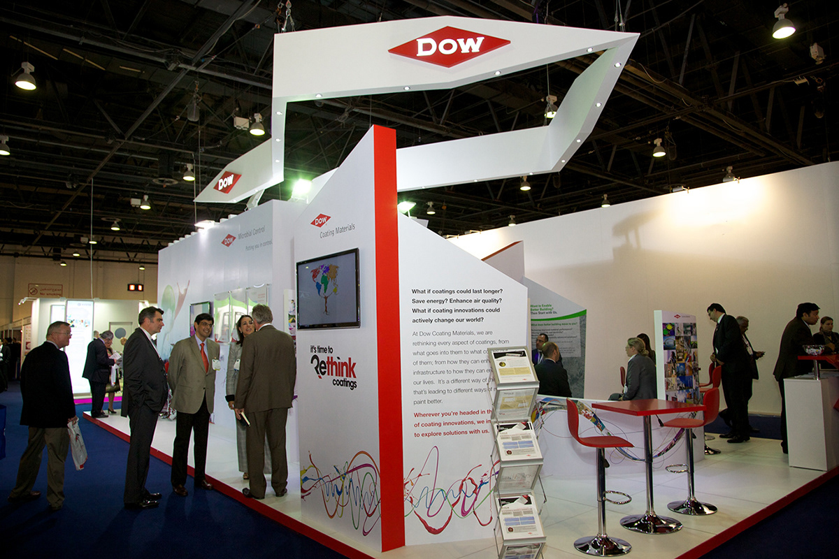 Stand dow Event stand design booth booth design expo Trade Show 3D Branding red & white