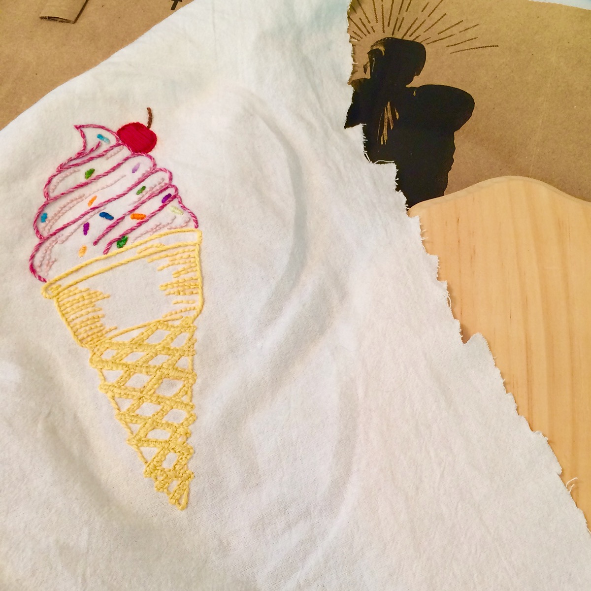 Adobe Portfolio Embroidery ice cream cone