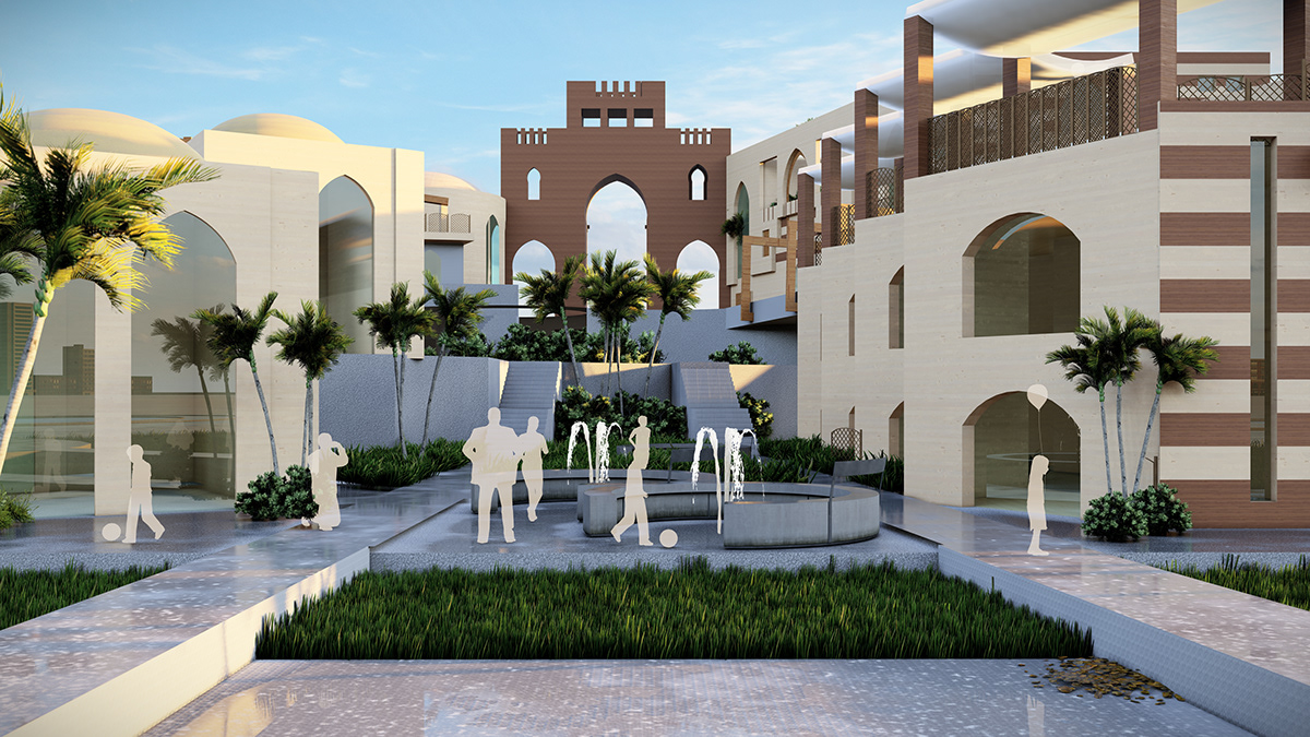 3D architecture Culture Park exterior Render visualization