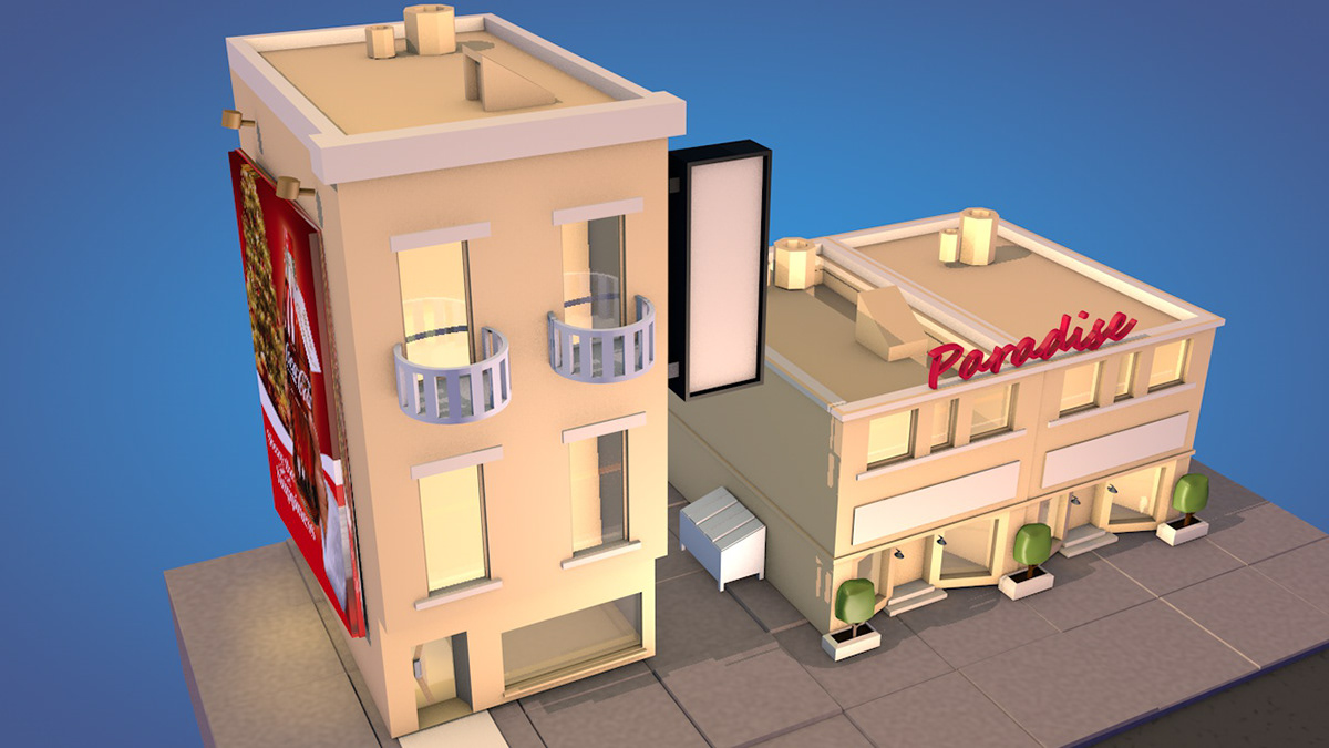 design cinmea4d 3D building exterior