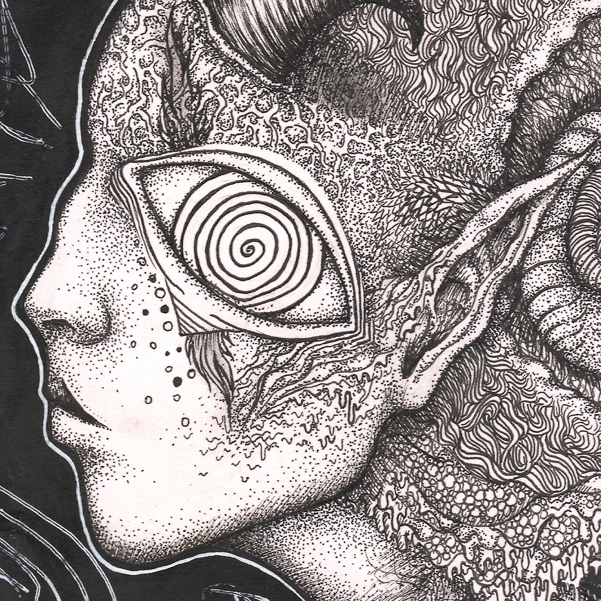 FINEART Drawing  detailed psychedelic bizarre TRADITIONAL ART ILLUSTRATION  handmade dark art surrealism