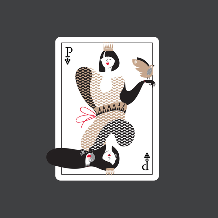 wine wine label Vector Illustration Playing Cards the queen