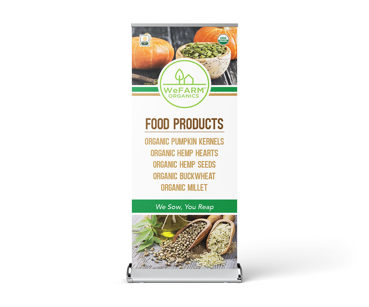banner Trade Show graphic design  organic green Food  print WeFARM Organics