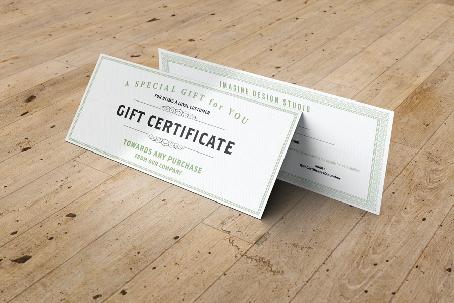 business certificate commerce COUPON discount Display gift gift certificate certificate mockup gift voucher market mock-up Mockup money occasion