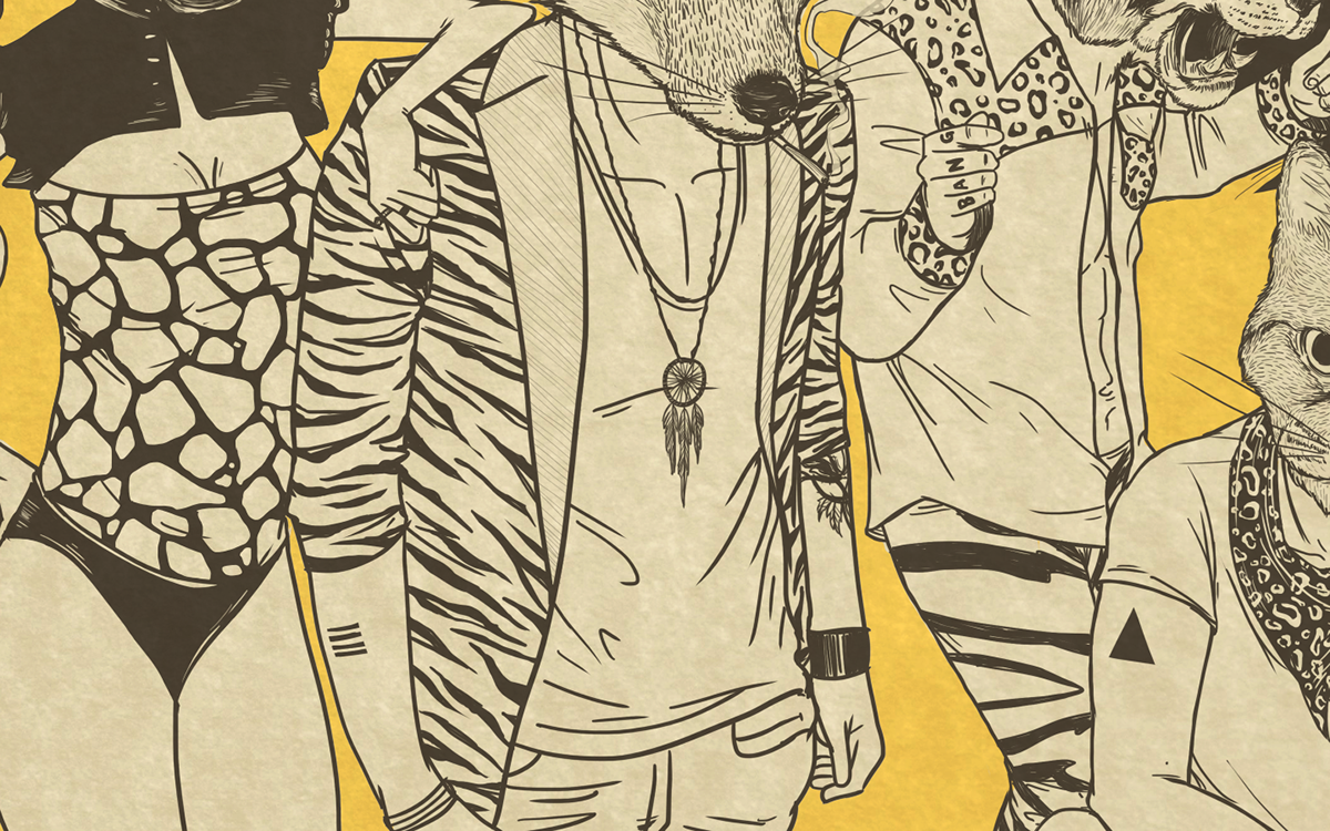 animal FOX zebra tiger Cat chimpanze Hipster party monotone poster love is mylene the ravydera taste yellow