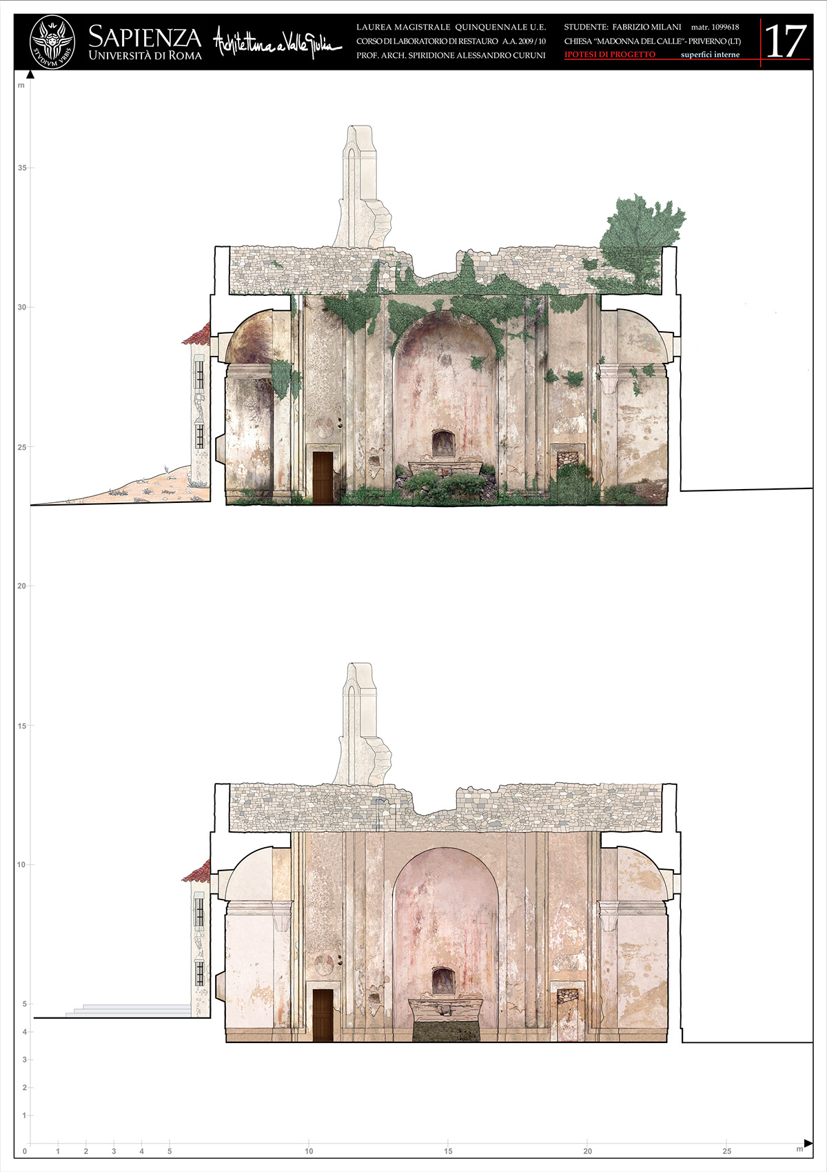 restoration conservation church Priverno milani